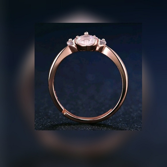 💎💎Sz 6 Adjustable Rose Quartz Paw Print Ring - Picture 3 of 6